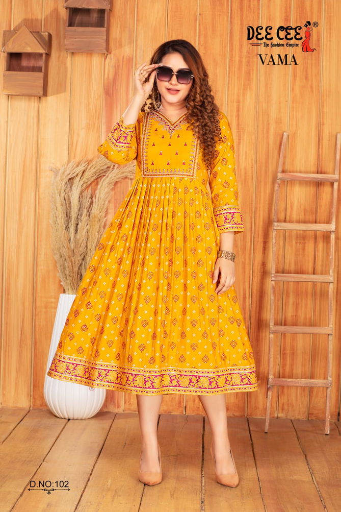 Vama By Deecee Long Flared Printed Kurtis Wholesale Shop In Surat